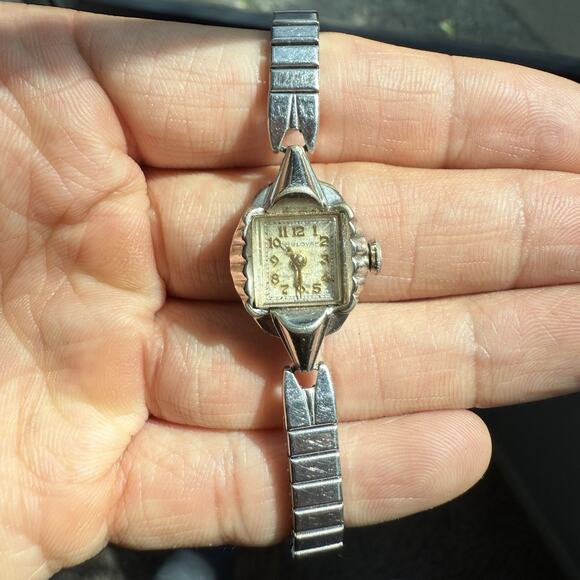 Vintage Bulova Stainless Steel Cocktail Watch Ladies Women’s Manual Wind WORKS - Picture 1 of 8